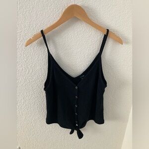 Front-Button Black Tank Top